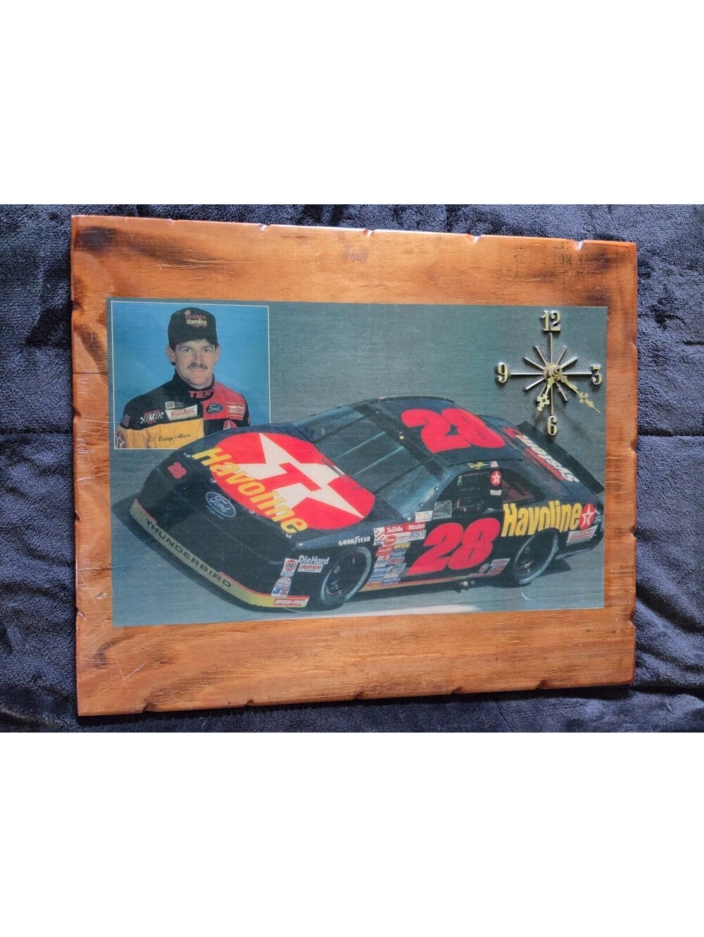 Davey Allison #28 Havoline NASCAR Wooden Wall Clock with Quartz Movement